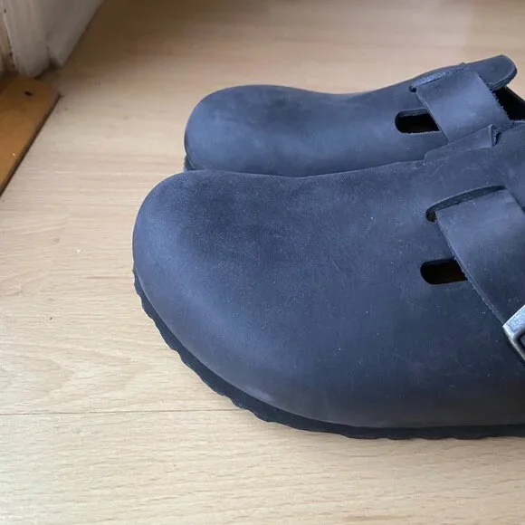 Birkenstock Black Boston Oiled Leather Clogs Women's 10/41 - Picture 2 of 6